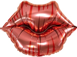 Шар с клапаном (16''/41 см) Мини-фигура, Губы, Поцелуй, 1 шт.