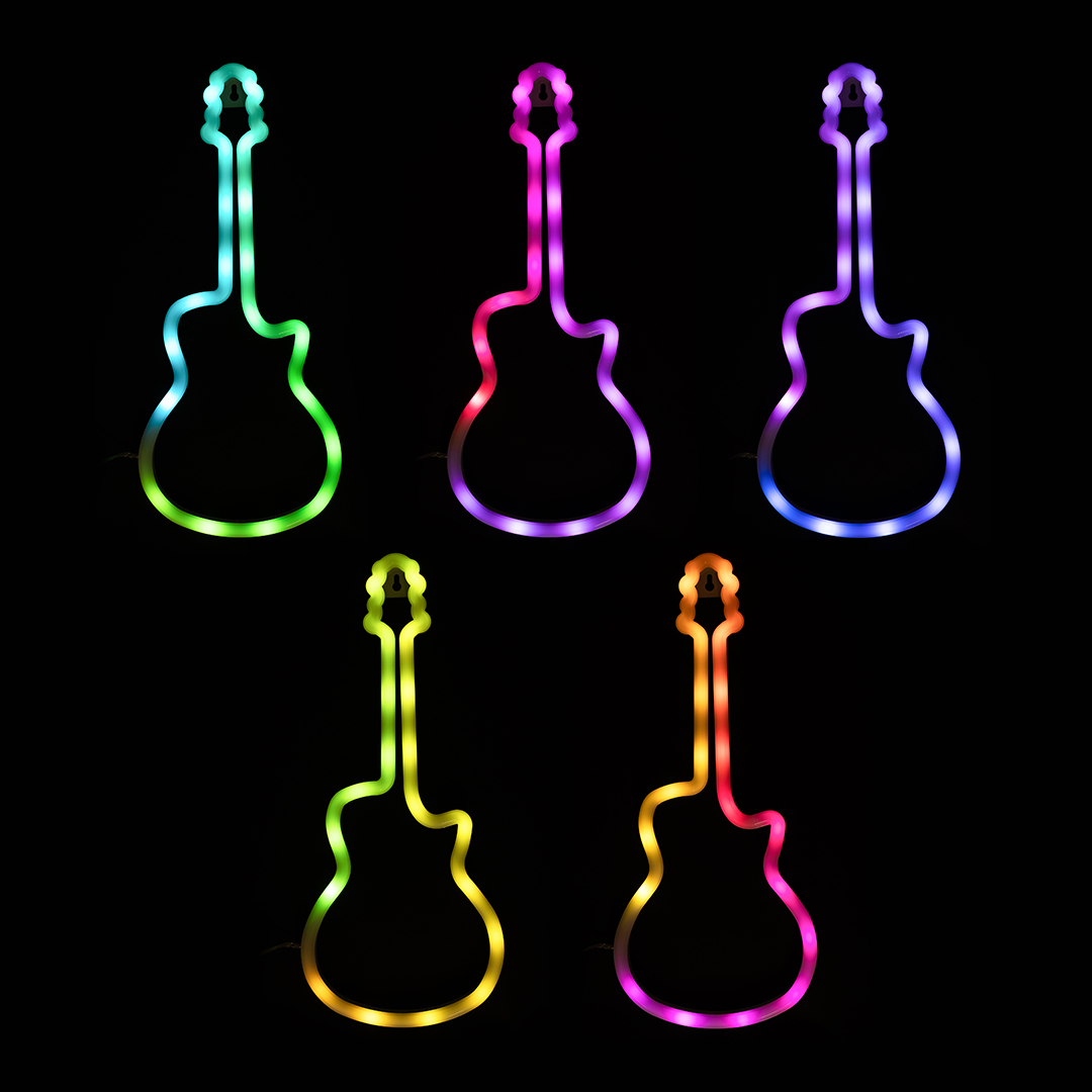 Световая фигура Гитара, пульт ДУ, 40*17 см. Разноцветный, 1 шт.