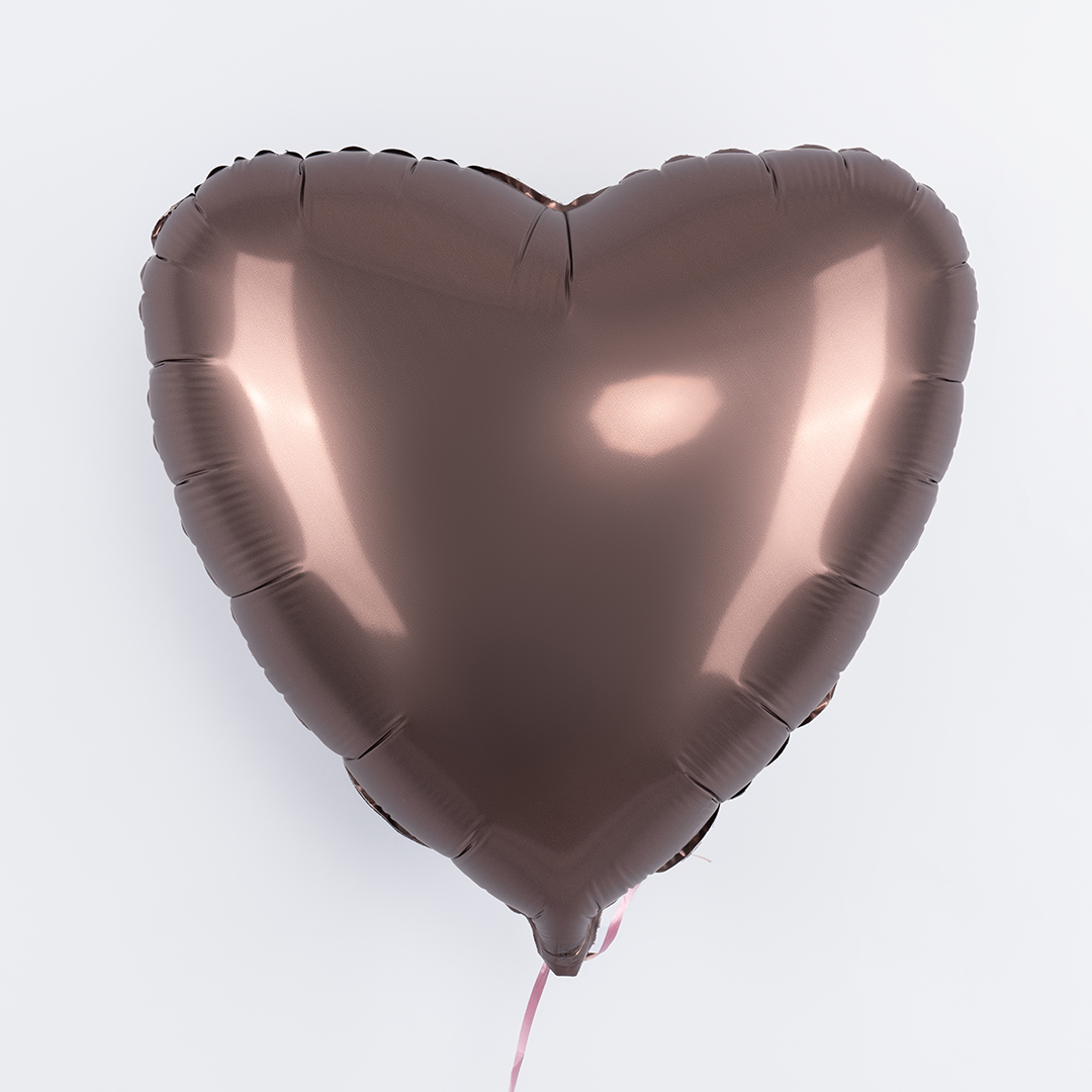 Шар (18''/46 см) Сердце, Шоколад, Сатин, 1 шт.