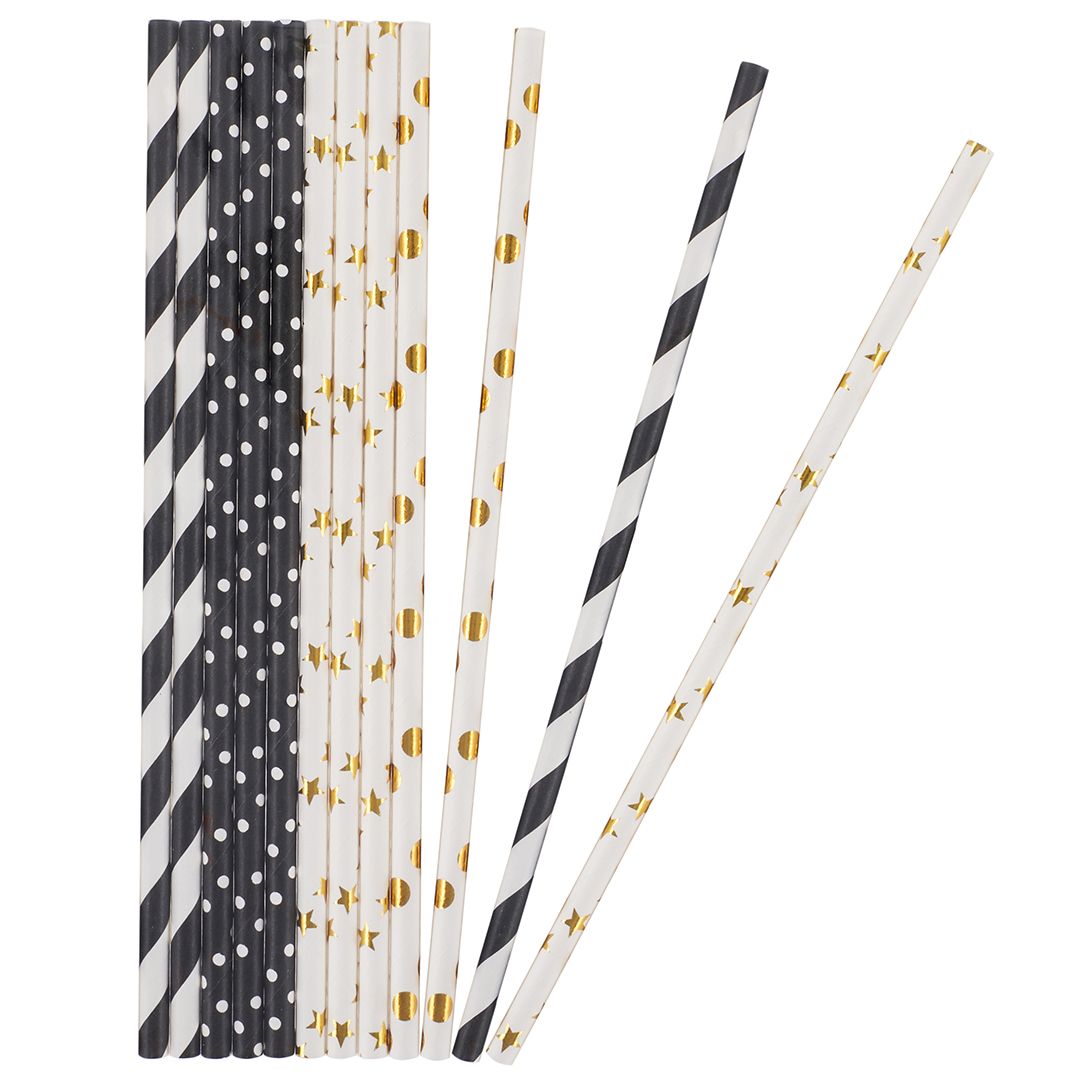 Трубочки для коктейлей, Гламурный микс, Металлик, 12 шт. в упак. 