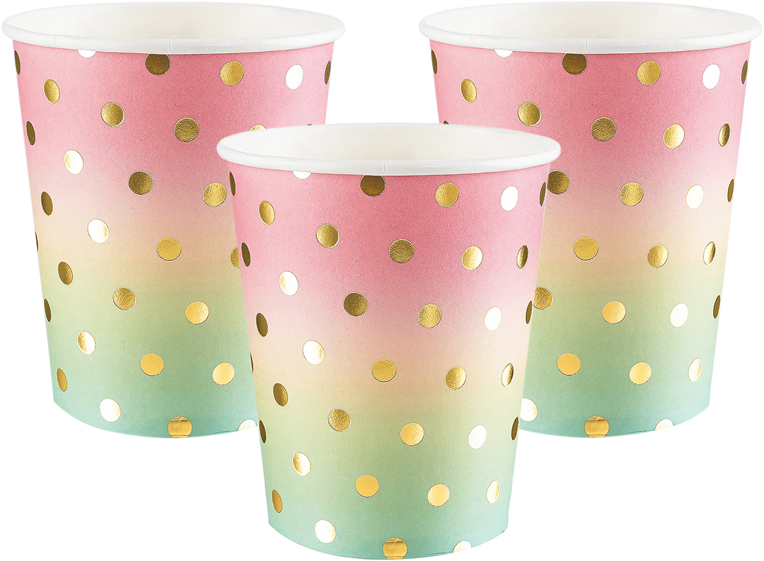 Стаканы (250 мл) Невесомый ДР, Радужный/Золото, Металлик, 6 шт.