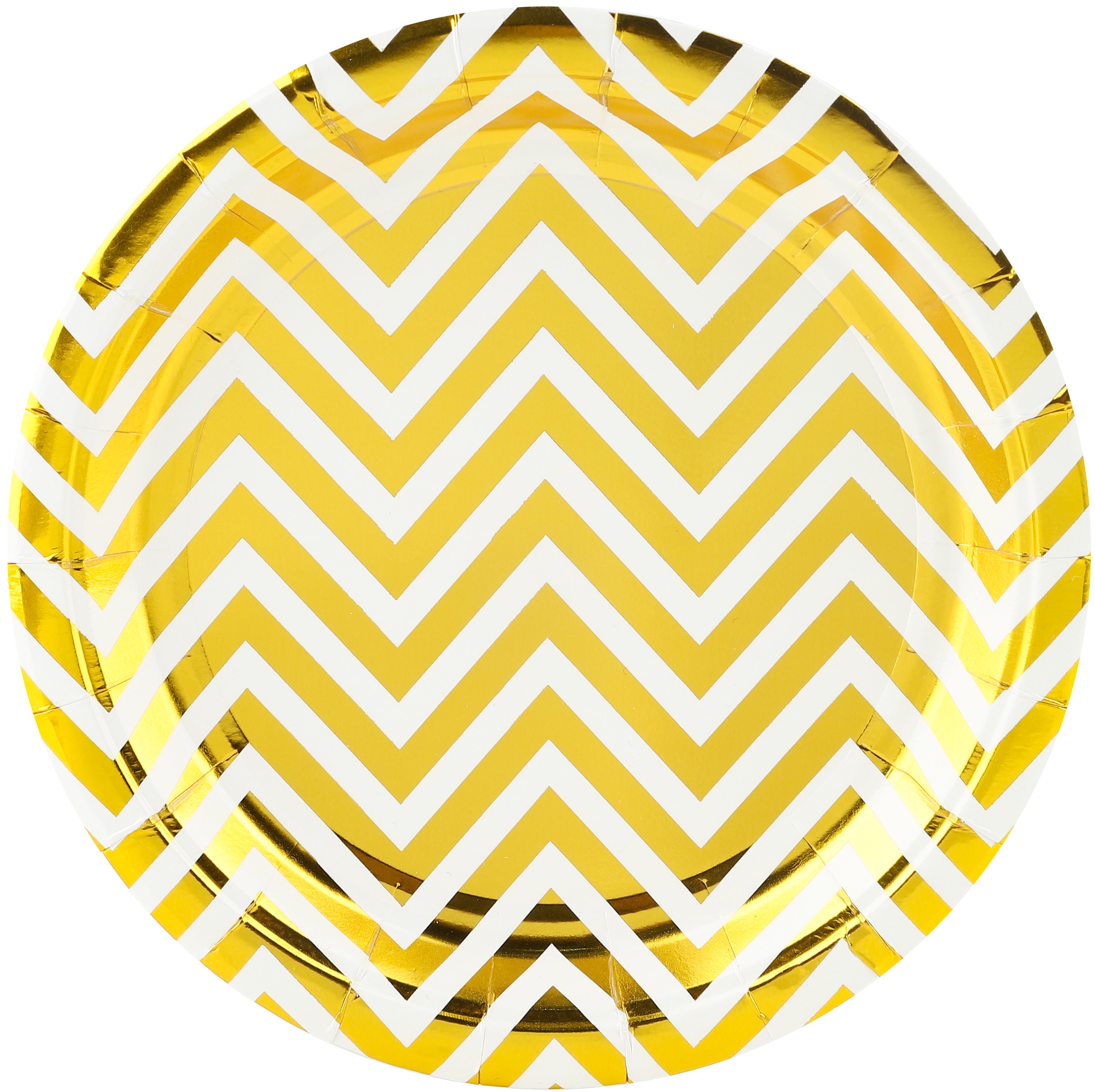 Тарелки (9''/23 см) Зигзаги, Белый/Золото, Металлик, 6 шт.