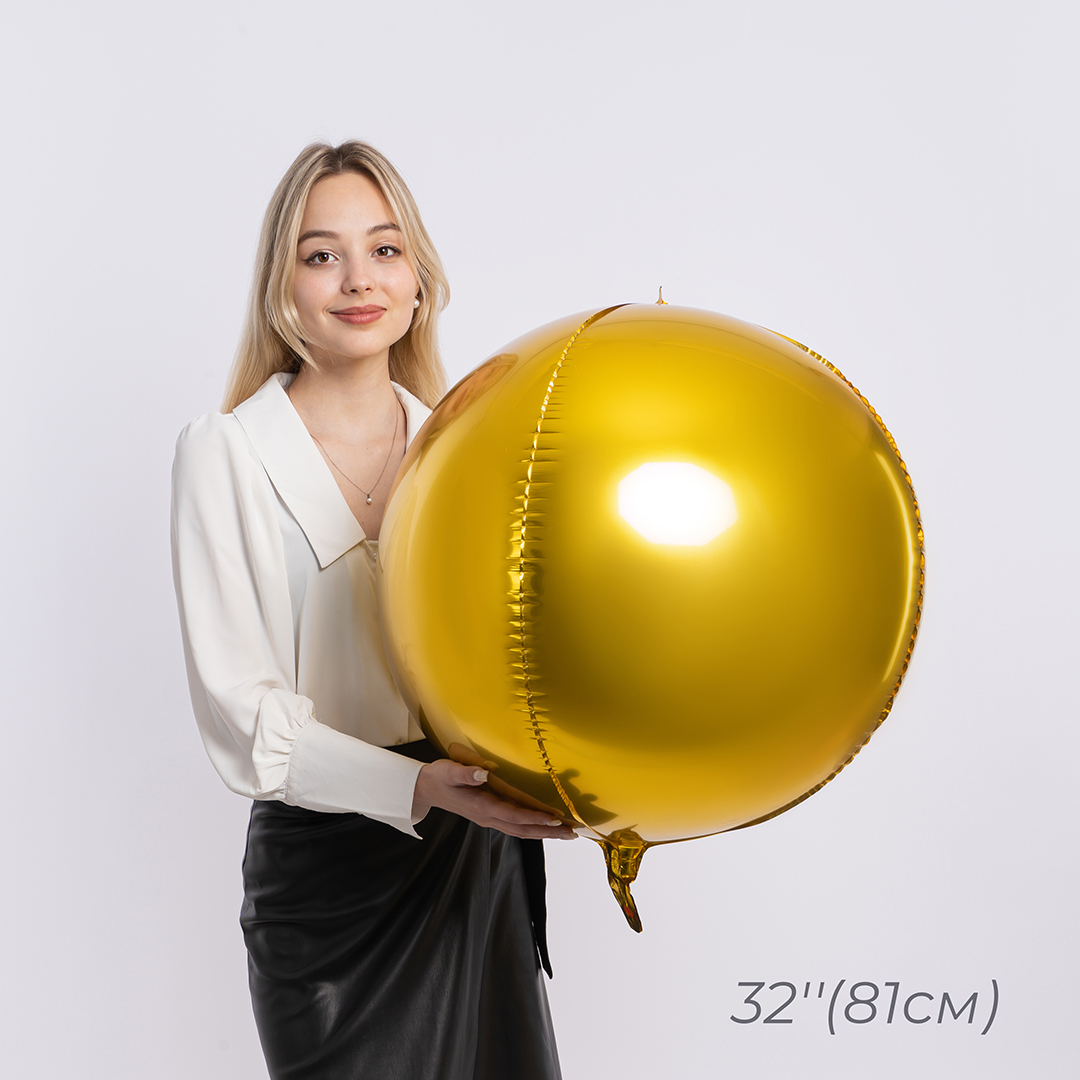 Шар 3D (32''/81 см) Сфера, Золото, 1 шт. в уп.