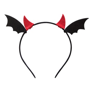 Ободок, Рожки Чертика, с крылышками, Красный/Черный, 1 шт. 