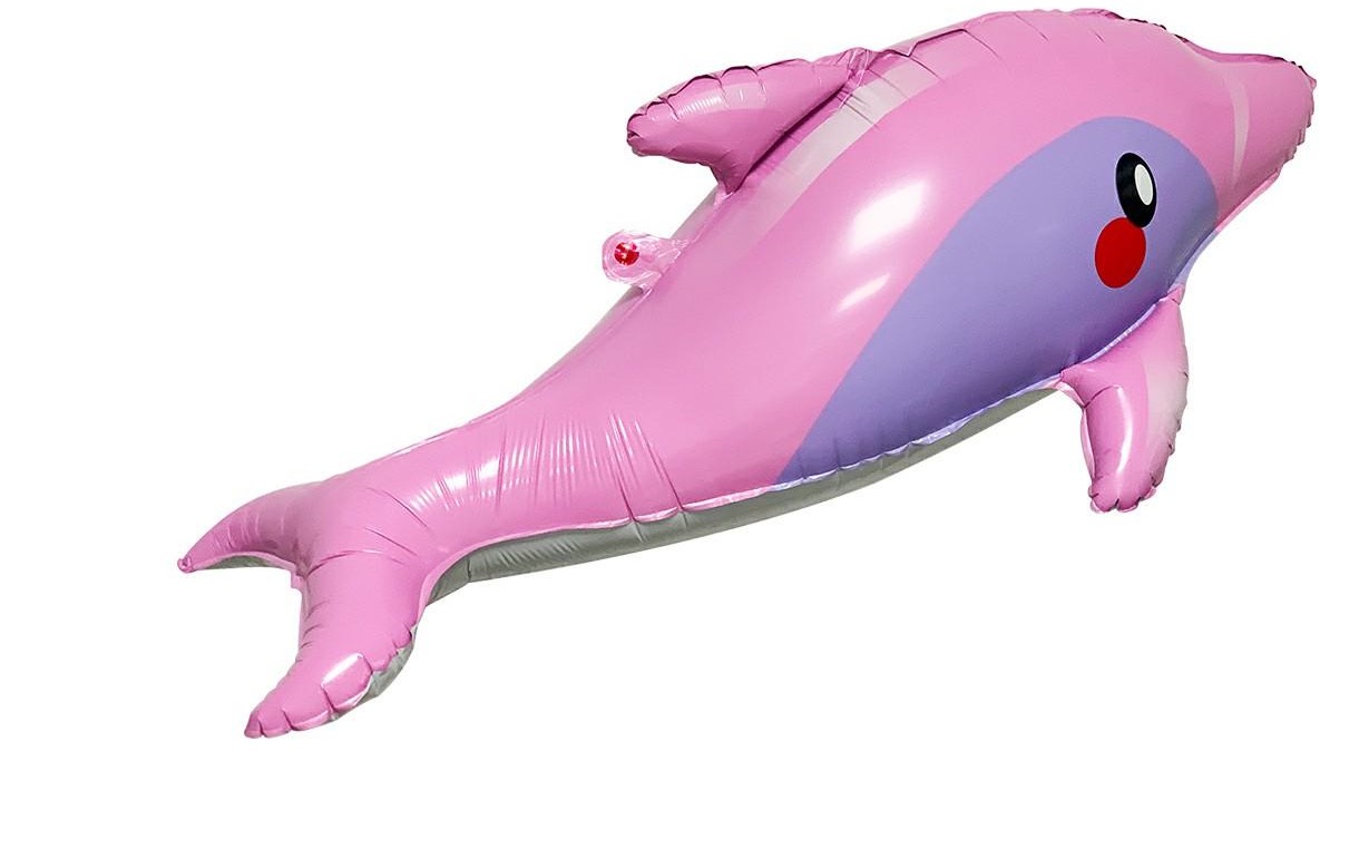 Шар (37''/94 см) Фигура 3D, Дельфин, Розовый, 1 шт.