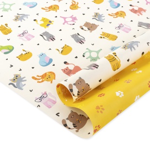 Упаковочная бумага 80гр (0,7*1 м) Котики, 2 ст, 10 шт.