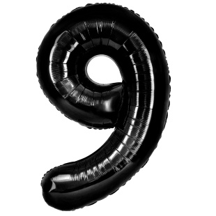 Шар (40''/102 см) Цифра, 9, Черный, Металлик, 1 шт. в уп.