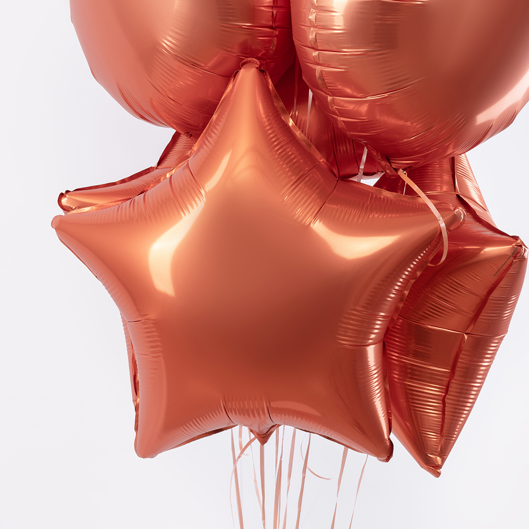 Шар (18''/46 см) Звезда, Оранжевый, Сатин, 1 шт.