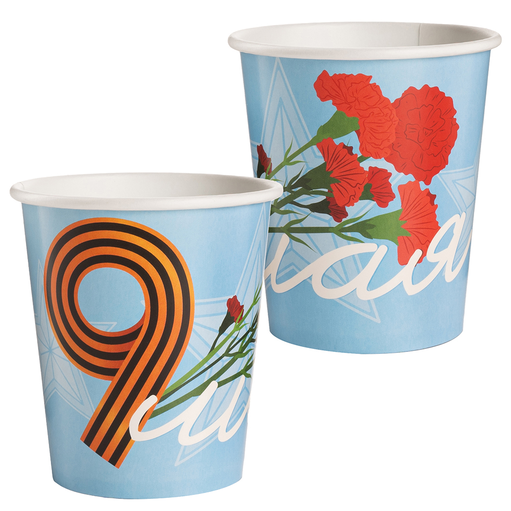 Стаканы (250 мл) 9 Мая, Голубой, 6 шт.