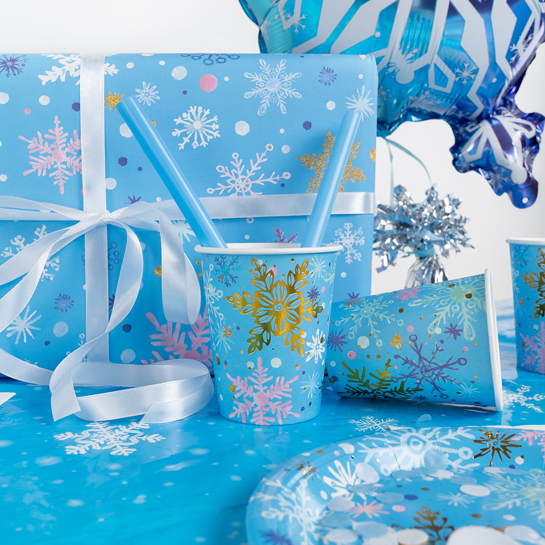 Стаканы (250 мл) Волшебные снежинки, Голубой, Металлик, 6 шт.