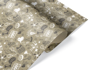 Упаковочная бумага, Крафт 40гр (0,6*10 м) С Днем Рождения (веселый праздник), 1 шт.