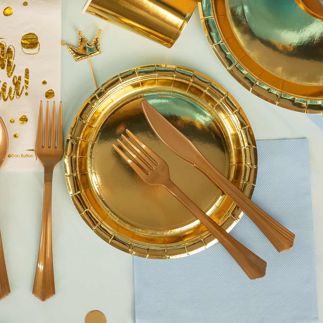 Тарелки (7''/18 см) Золото, Металлик, 6 шт.