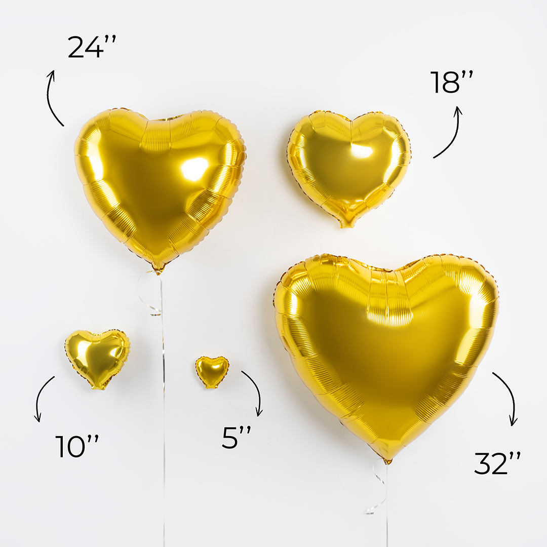 Шар (24''/61 см) Сердце, Золото, Металлик, 1 шт.