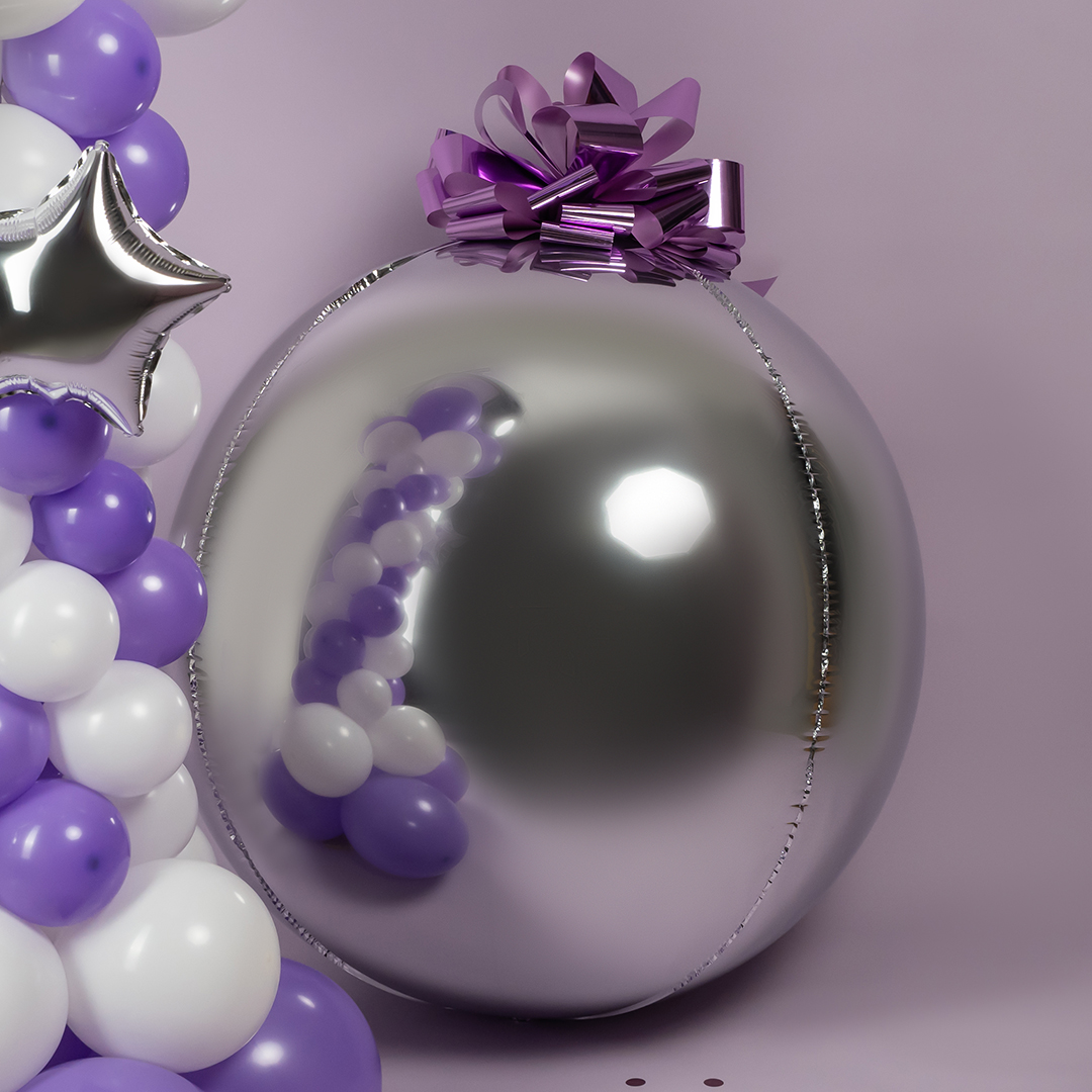 Бант Шар, Розовый, Металлик, 36 см, 1 шт. в упак. 