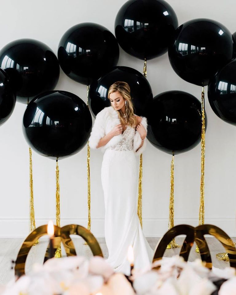 Шар (24''/61 см), Черный (080), пастель, 3 шт.