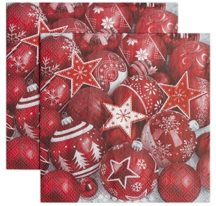 Сервировочные салфетки, Новогодняя композиция, Красный, 33*33 см, 20 шт.