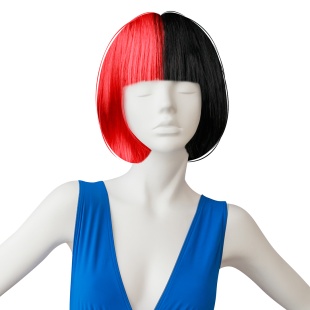 Парик карнавальный, 120 гр, Каре 2 Половинки, Огненный/Черный, 1 шт. в упак. 