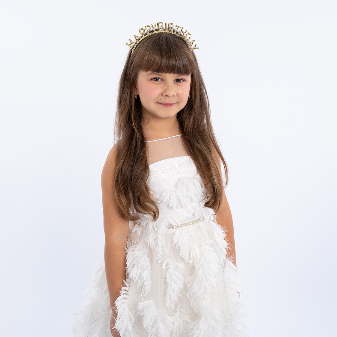 Ободок, Happy Birthday, Сверкающий жемчуг, Золото, 1 шт. 