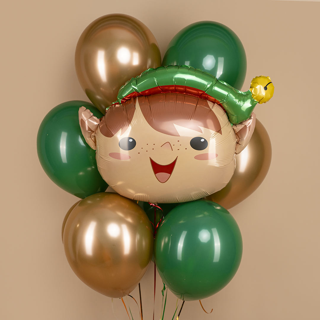 Шар (30''/76 см) Фигура, Голова, Веселый Эльф, 1 шт.