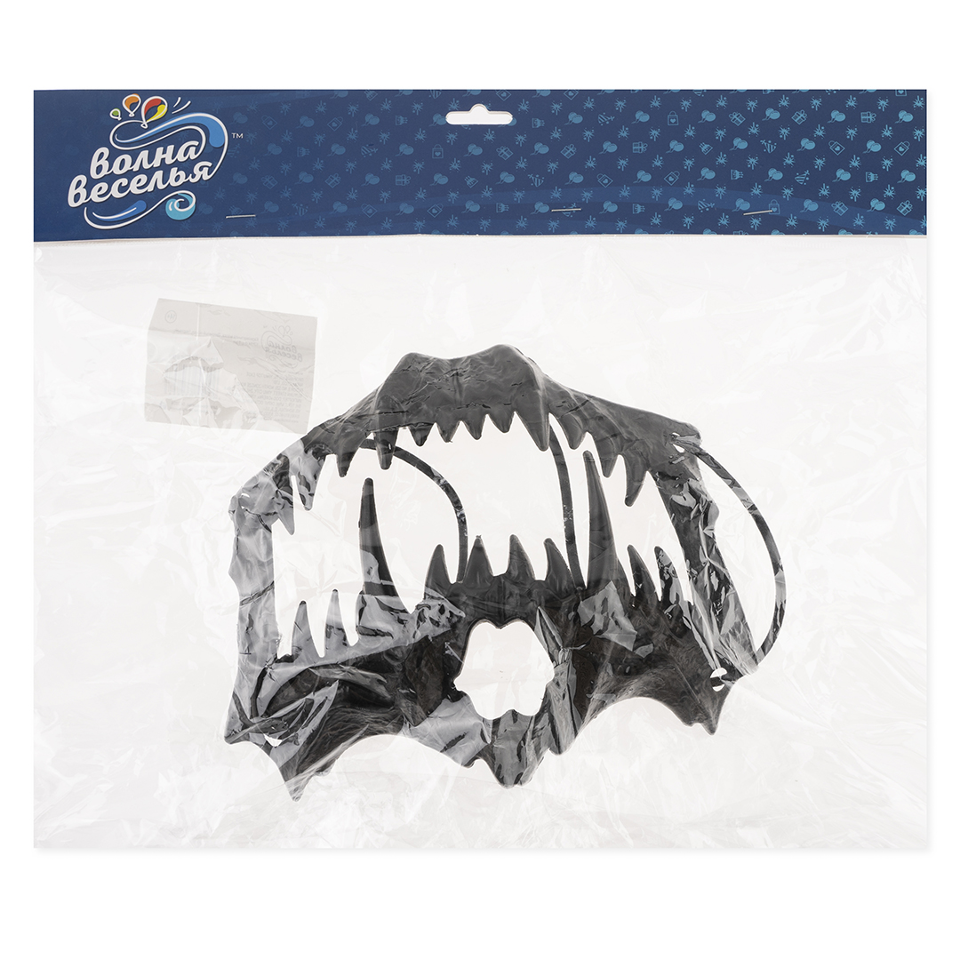 Карнавальная маска, Звериный оскал, Черный, 17*14 см, 1 шт. 