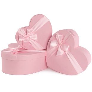 Набор коробок Сердце, с бантом, Розовый, 31*28*12 см, 3 шт. в упак. 