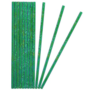 Трубочки для коктейлей, Зеленый, Металлик, 12 шт. в упак. 