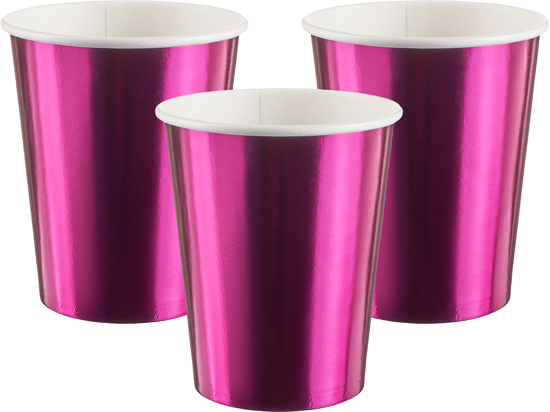 Стаканы (250 мл) Фуксия, Металлик, 6 шт.