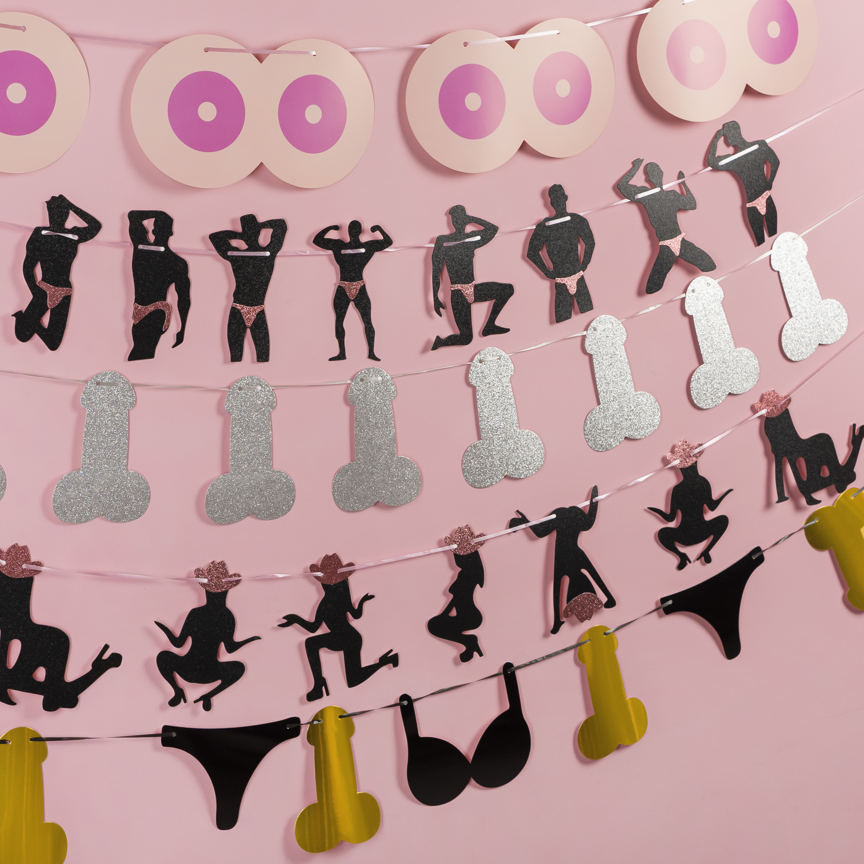 Гирлянда на Девичник, Розовый, 4 шт.*15 см, 1 упак.