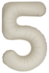 Шар (40''/102 см) Цифра, 5 Slim, Кремовый Латте, Матовый, 1 шт.