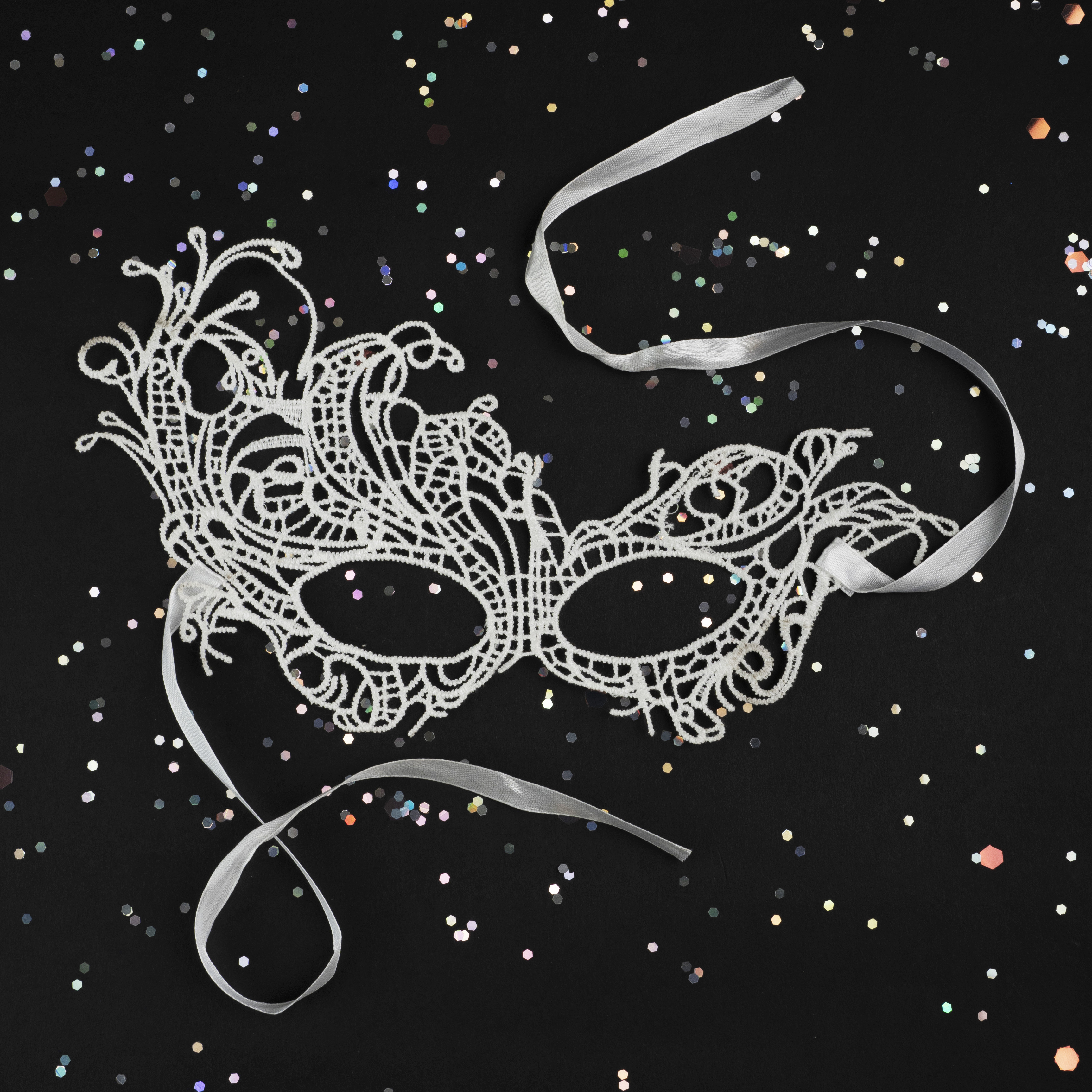 Маска кружевная, фигурная, Венеция, Белый, 16*24 см, 1 шт. 