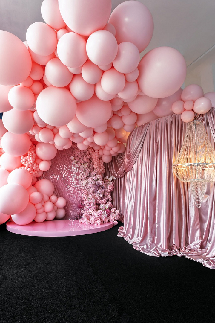 Шар (24''/61 см), Розовый (009), пастель, 3 шт.