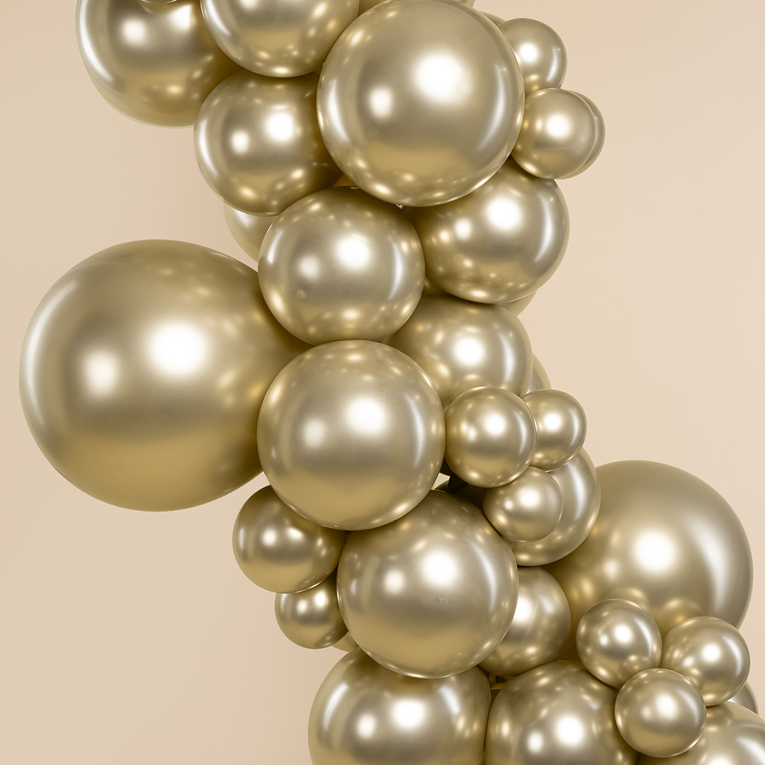 Шар (10''/25 см), Белое золото, хром, 50 шт.