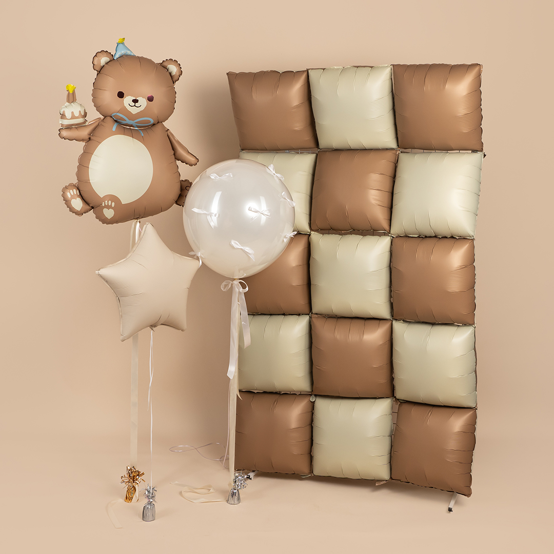 Шар (19''/48 см) Блок, Кофе/Белый песок, Сатин, 1 шт.