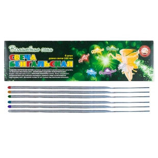 Бенгальский огонь 30 сек, Волшебные огни, Ассорти, 16 см, 6 шт.