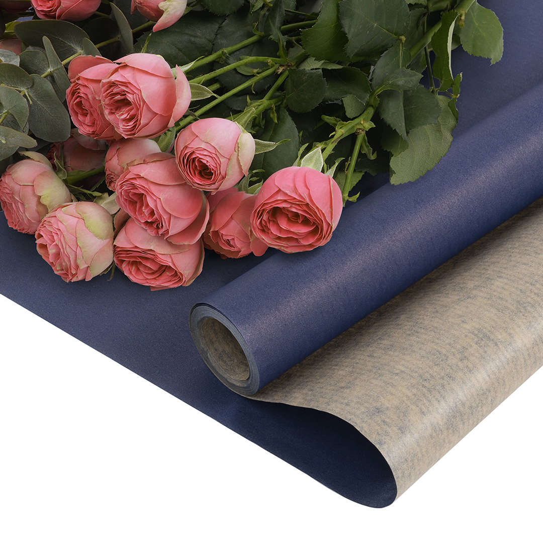 Упаковочная бумага, Крафт 40гр (0,68*10 м) Синий, 1 шт.