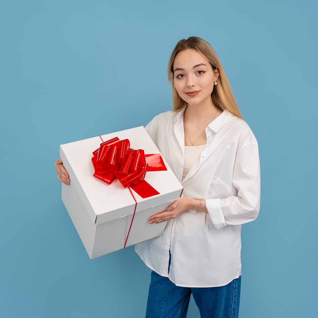 Бант Шар, Красный, Лаковый, 21 см, 1 шт. в упак. 