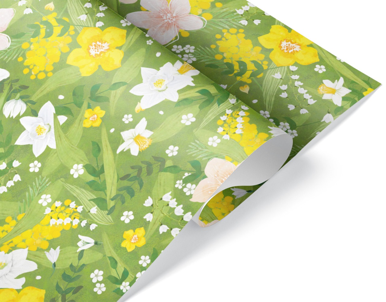 Упаковочная бумага 80гр (0,7*1 м) Весенние цветы, 10 шт.