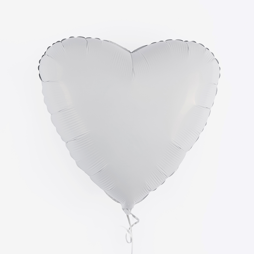 Шар (19''/48 см) Сердце, Белый, 1 шт.