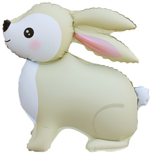 Шар (24''/61 см) Фигура 3D, Лесной Зайка, Кремовый, Сатин, 1 шт. в уп.