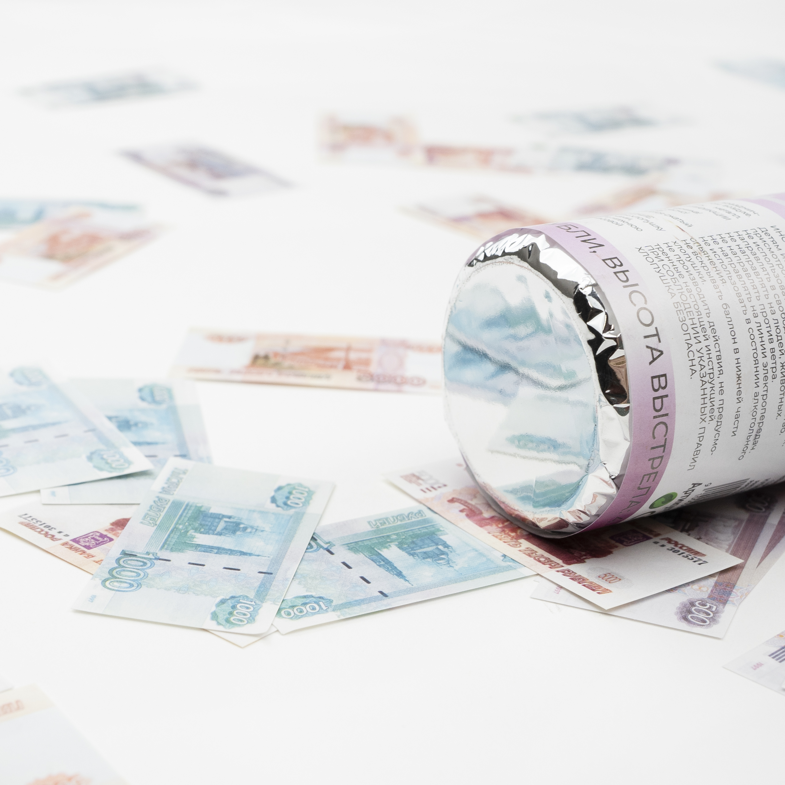 Пневмохлопушка (16/40 см), Деньги, Рубли, 1 шт.