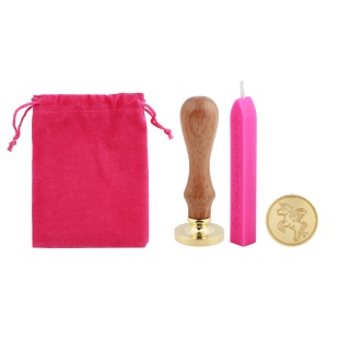 Набор штамп и сургуч в мешочке Единорог, 3 см. Розовый, 1 шт.