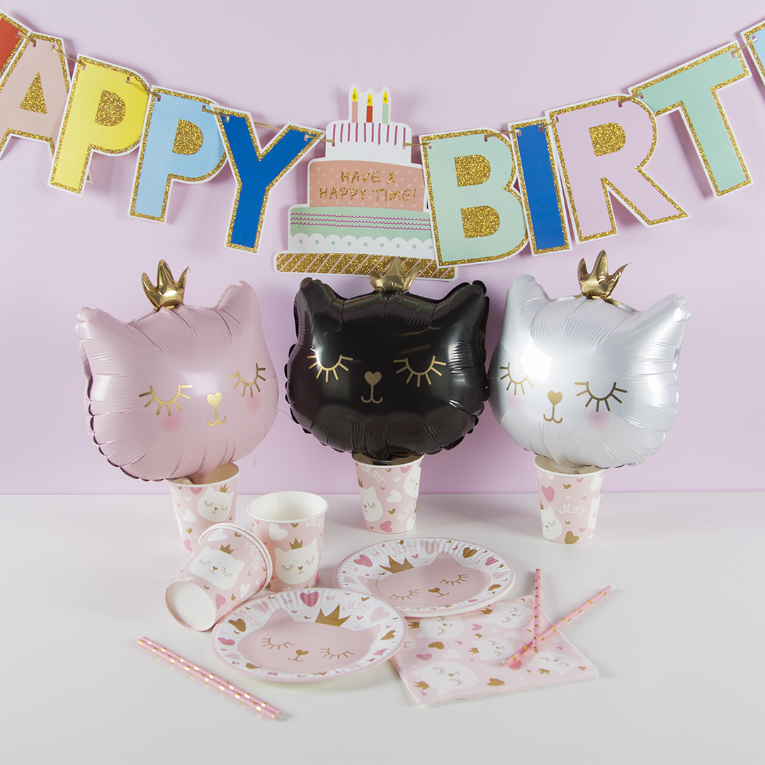 Шар (14''/36 см) Мини-фигура, Котенок Принцесса, Розовый, 1 шт.