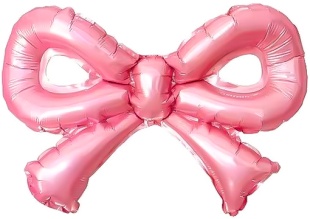 Шар с клапаном (12''/30 см) Мини-фигура, Бантик, Розовый, 5 шт. в уп. (цв.этик.)