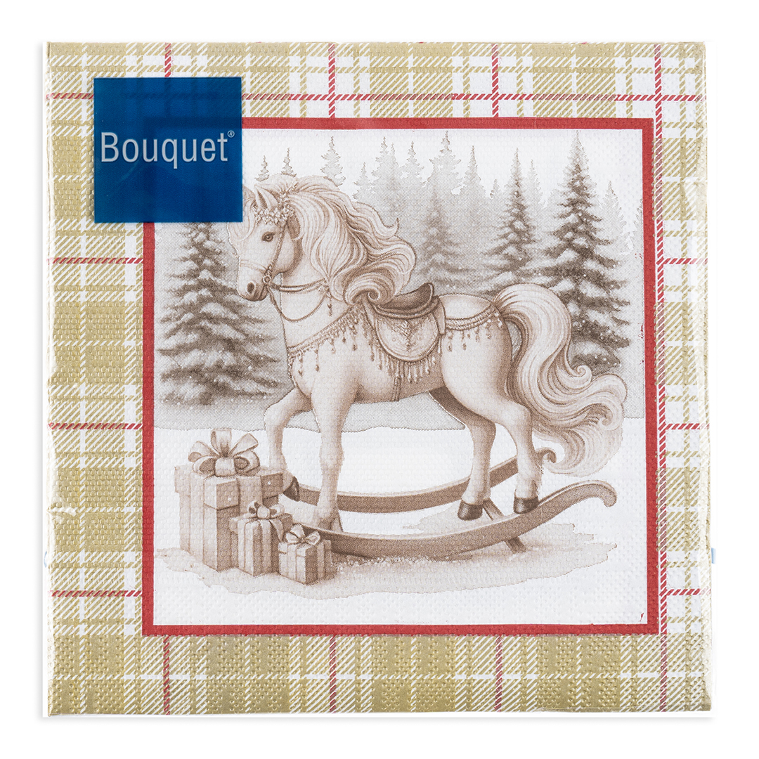 Сервировочные салфетки, Скатерть с лошадью, Золото, 33*33 см, 20 шт.