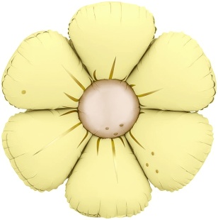 Шар (25''/64 см) Цветок, Ромашка (надув воздухом), Желтый, Сатин, 1 шт. в уп. (цв.этик.)
