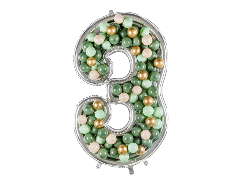 Шар (65''/165 см) Цифра, 3 Каркасная, 1 шт. в уп.