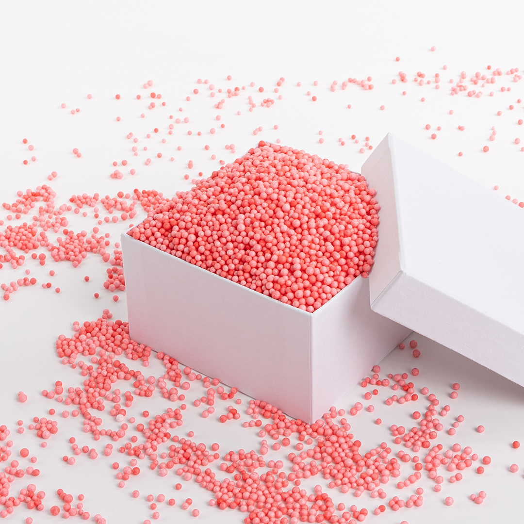 Шарики пенопласт, Красный, 2-4 мм, 10 гр.
