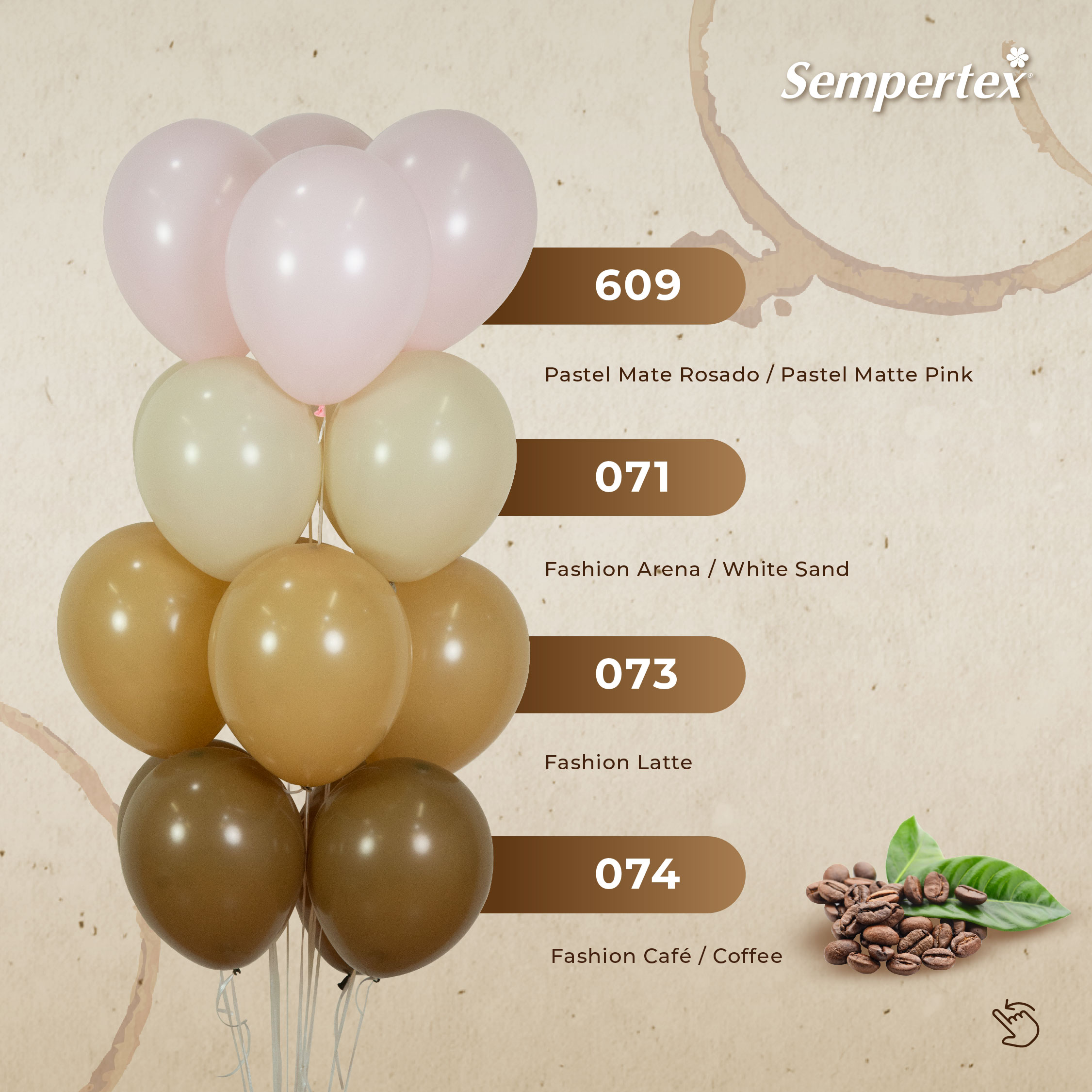 Шар (12''/30 см), Кофе Латте (073), пастель, 12 шт. Шар (12''/30 см), Кофе Латте (073), пастель, 12 шт.