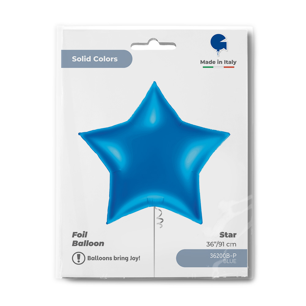 Шар (36''/91 см) Звезда, Синий, 1 шт. в уп.