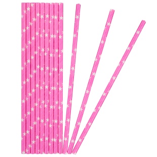 Трубочки для коктейлей, Звезды, Розовый/Белый, 12 шт. в упак. 